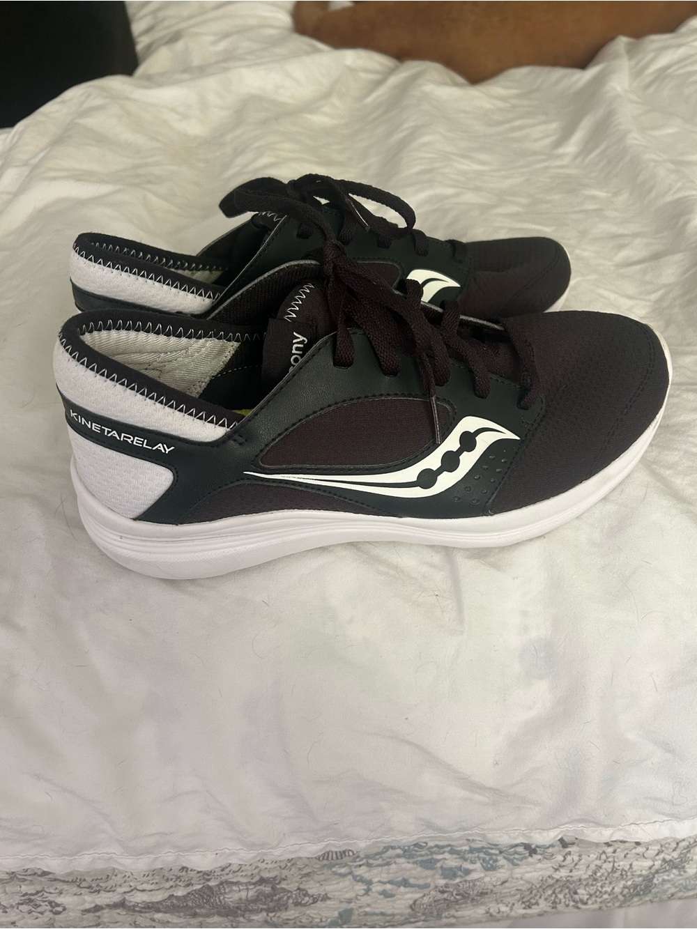 Saucony Black and White KinetaRelay Lace-Up Sneakers